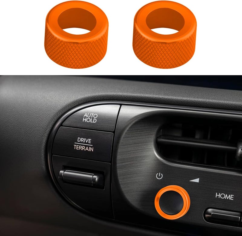 HDUFC for Hyundai Palisade 2026+Aluminum Interior Volume/air Conditioning knob Ring Trim Covers (4-Piece Set) (Orange) - Image 2